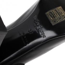 مملوكة مسبقًا Saint Laurent Paris Black Leather Tie Around Sandals Size 37