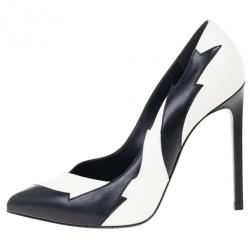 Pre Owned Saint Laurent Paris Leather Lightning Bolt Pumps Size 37.5