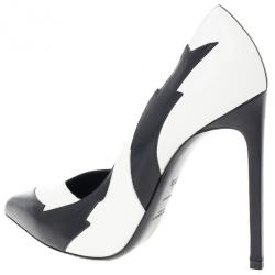 Pre Owned Saint Laurent Paris Leather Lightning Bolt Pumps Size 37.5