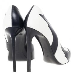 Pre Owned Saint Laurent Paris Leather Lightning Bolt Pumps Size 37.5