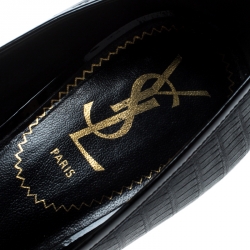 مملوكة مسبقًا حذاء كعب عالي سان لوران باريس نعل سميك تريبتو جلد نقش سحلية أسود مقاس 38