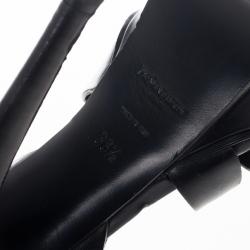 مملوكة مسبقًا Saint Laurent Paris Black Leather Platform Tribute Sandals Size 36.5