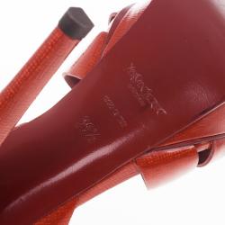 Pre Owned Saint Laurent Paris Red Patent Platform Tribute Sandals Size 36.5