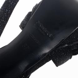 مملوكة مسبقًا Saint Laurent Paris Black Glitter Platform Tribute Sandals Size 37