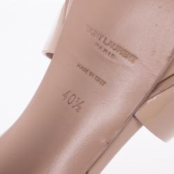 Pre Owned Saint Laurent Paris Nude Patent Leather Tribute Sandals Size 40.5