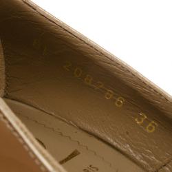 Pre Owned Saint Laurent Paris Gold Tribtoo Platform Pumps Size 36