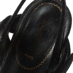 Pre Owned Saint Laurent Paris Black Textured Suede Platform Tribute Sandals Size 40