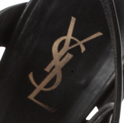 Saint Laurent Paris Black Leather Tribute Platform Sandals Size 40