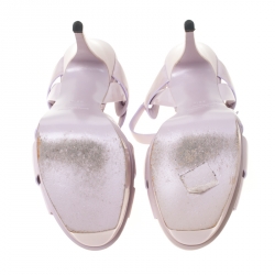 Pre Owned صندل سان لوران باريس نعل سميك تريبيوت جلد لافندر مقاس 38.5