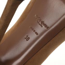 مملوكة مسبقًا Saint Laurent Paris Nude Suede And Patent Leather Cap Toe Tribtoo Platform Pumps Size 38