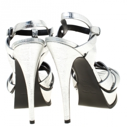 مملوكة مسبقًا صندل سان لوران باريس نعل سميك تريبيوت جلد بني مقاس 38.5