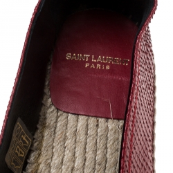 Saint Laurent Red Python Embossed Leather Espadrille Loafers Size 39