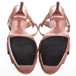 مملوكة مسبقًا صندل سان لوران باريس تريبوت  نعل سميك جلد وردي مقاس 36.5