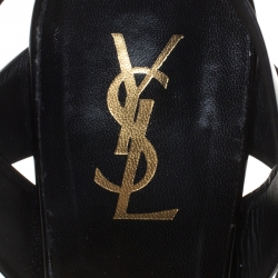 Pre Owned Saint Laurent Paris Black Patent Leather Tribute Platform Sandals Size 42