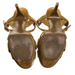 Pre Owned Saint Laurent Tan Suede Tribute Platform Sandals Size 40