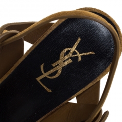 Pre Owned Saint Laurent Tan Suede Tribute Platform Sandals Size 40