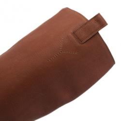 Pre Owned بوت ركبة سانت لوران باريس كعب أمامي جلد بني مقاس 41