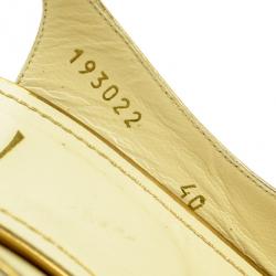 Pre Owned Saint Laurent Paris Gold Metallic Leather Ankle Strap Sandals Size 40