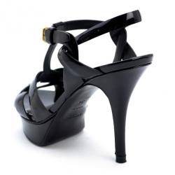 مملوكة مسبقًا Yves Saint Laurent Black Patent Leather Tribute Sandals Size 36