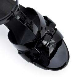 مملوكة مسبقًا Yves Saint Laurent Black Patent Leather Tribute Sandals Size 36