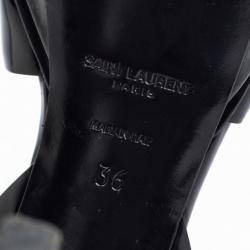 مملوكة مسبقًا Yves Saint Laurent Black Patent Leather Tribute Sandals Size 36