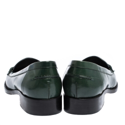 Pre Owned Saint Laurent Paris Green Leather Penny Loafers Size 37