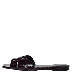 مملوكة مسبقًا صندل سلايد سان لوران تريبوت جلد نقشة بنفسجي منقوشة مقاس 38