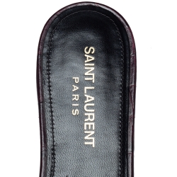 مملوكة مسبقًا صندل سلايد سان لوران تريبوت جلد نقشة بنفسجي منقوشة مقاس 38