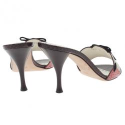 Pre Owned حذاء سلا يد سان لوران باريس نقوش جلد ثعبان بني مقاس 39