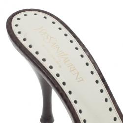 Pre Owned حذاء سلايد سان لوران باريس نقوش جلد ثعبان بني مقاس 39