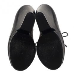 Pre Owned Saint Laurent Paris Black Leather Cut Out Hortense Wedge Booties Size 35.5