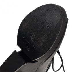 Pre Owned Saint Laurent Paris Black Leather Cut Out Hortense Wedge Booties Size 35.5
