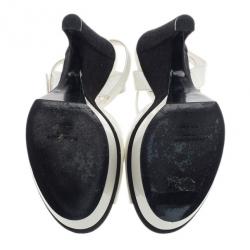 مملوكة مسبقًا صندل ويدج سان لوران باريس كاسيوبي جلد أبيض مقاس 38