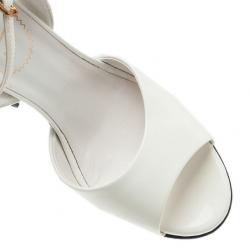 مملوكة مسبقًا صندل ويدج سان لوران باريس كاسيوبي جلد أبيض مقاس 38