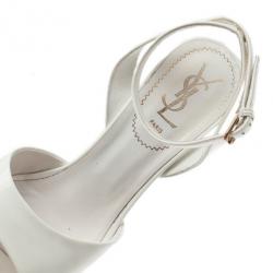 مملوكة مسبقًا صندل ويدج سان لوران باريس كاسيوبي جلد أبيض مقاس 38