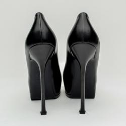مملوكة مسبقًا Yves Saint Laurent Black Patent Tribute Two Cap Toe Escarpin Pumps Size 38.5