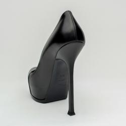 مملوكة مسبقًا Yves Saint Laurent Black Patent Tribute Two Cap Toe Escarpin Pumps Size 38.5