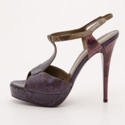 Pre Owned Yves Saint Laurent Multicolor Snake Platform Sandals Size 41