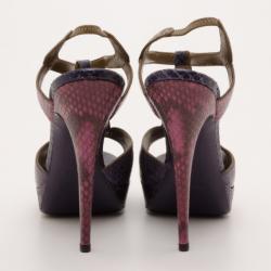 Pre Owned Yves Saint Laurent Multicolor Snake Platform Sandals Size 41