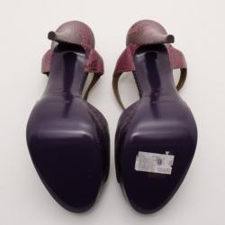 Pre Owned Yves Saint Laurent Multicolor Snake Platform Sandals Size 41