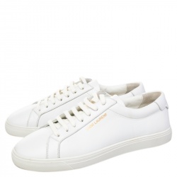 Pre Owned Saint Laurent White Leather Andy Low Top Sneakers Size 38.5