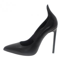 مملوكة مسبقًا حذاء كعب عالي سان لوران باريس ثرون مقدمة مدببة جلد أسود مقاس 39