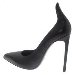 مملوكة مسبقًا حذاء كعب عالي سان لوران باريس ثرون مقدمة مدببة جلد أسود مقاس 39