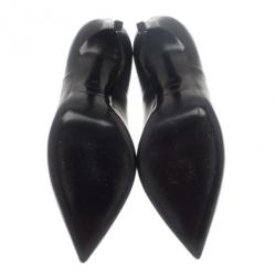 مملوكة مسبقًا حذاء كعب عالي سان لوران باريس ثرون مقدمة مدببة جلد أسود مقاس 39