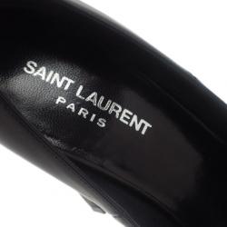 مملوكة مسب قًا حذاء كعب عالي سان لوران باريس ثرون مقدمة مدببة جلد أسود مقاس 39