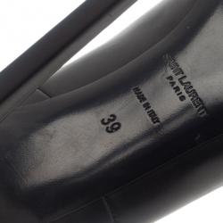 مملوكة مسبقًا حذاء كعب عالي سان لوران باريس ثرون مقدمة مدببة جلد أسود مقاس 39