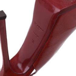 مملوكة مسبقًا Saint Laurent Paris Red Patent Tribtoo Slingback Sandals Size 38