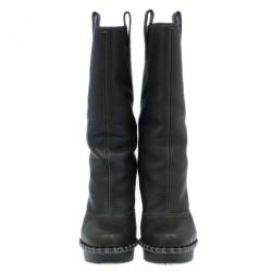Pre Owned Saint Laurent Paris Brown Leather Coleen Platform Mid Calf Boots Size 37