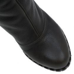 Pre Owned Saint Laurent Paris Brown Leather Coleen Platform Mid Calf Boots Size 37