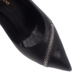 Pre Owned Saint Laurent Paris Two Tone Optical Zipper Detail Pumps Size 38.5